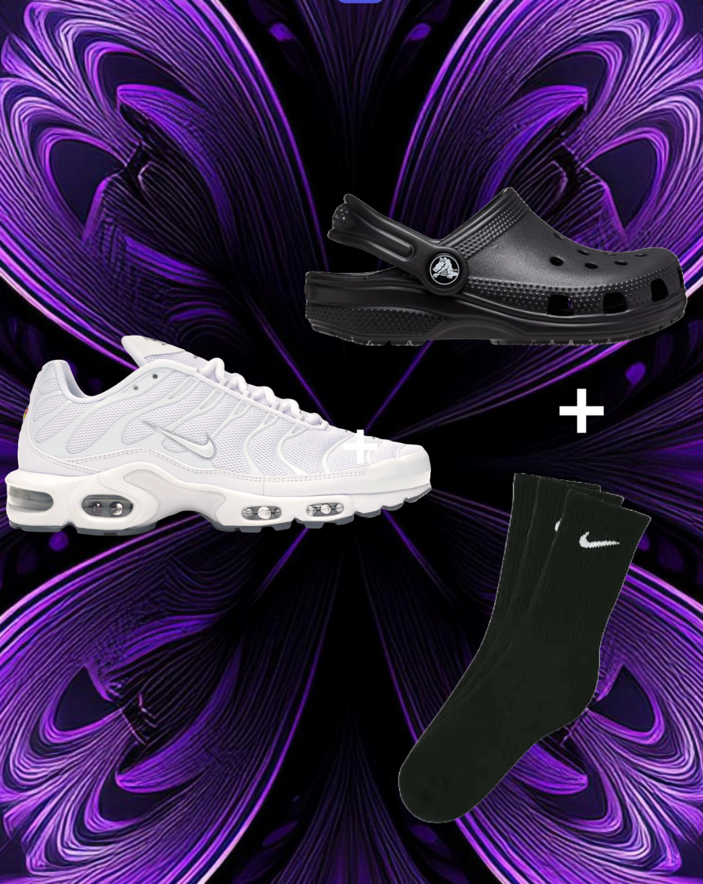 White & black Nike tn combo