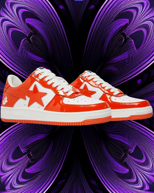 Bape sta patent leather ( orange and white