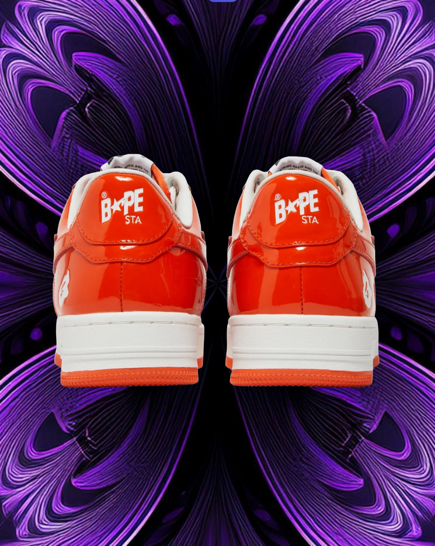Bape sta patent leather ( orange and white
