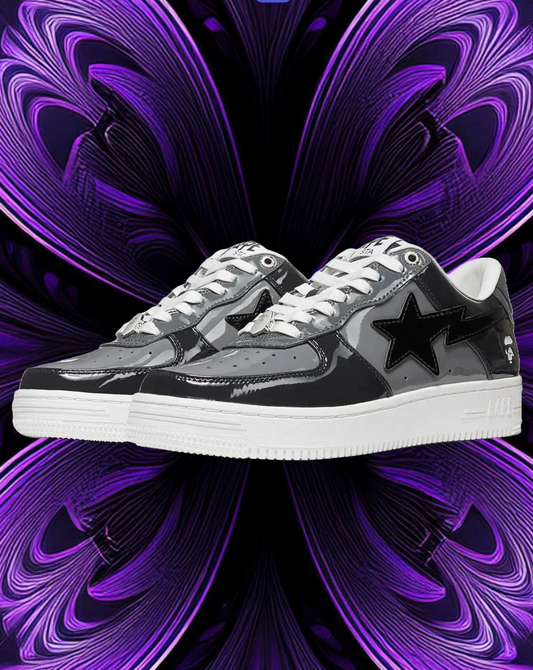 Bape sta patent leather (black & grey)