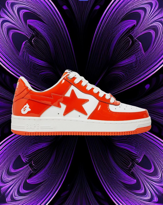 Bape sta patent leather ( orange and white