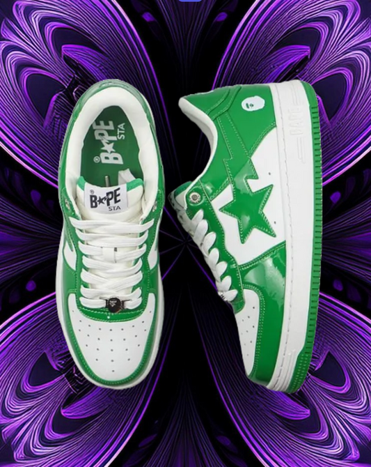 Bape sta patent leather (green and white)