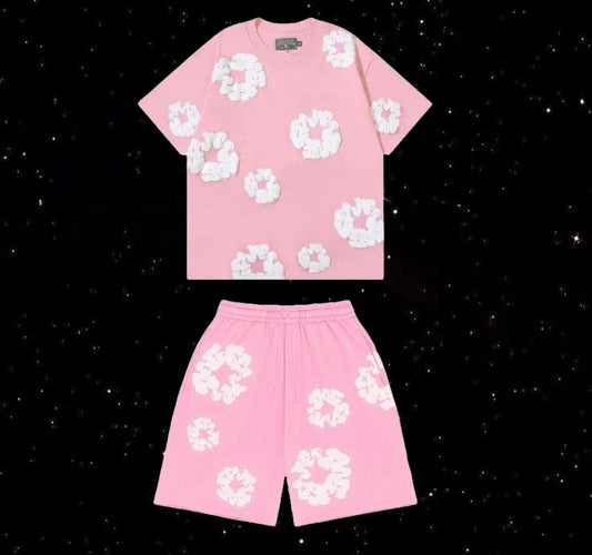 Denim tears set (pink & white)